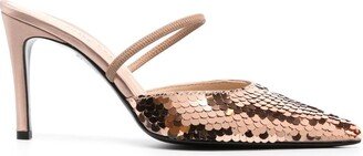 Sequin Pointed 90mm Mules-AB