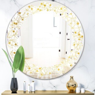 Designart 'Golden Maze II' Printed Modern Round or Oval Wall Mirror - Leaves