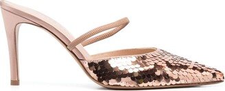 Sequin Pointed 90mm Mules-AA