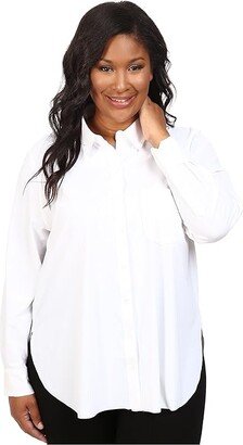 Plus Size Schiffer Stretch Button Down (White) Women's Clothing