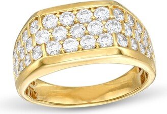 Men's 2 CT. T.w. Certified Lab-Created Diamond Triple Row Squared Ring in 14K Gold (F/Si2)