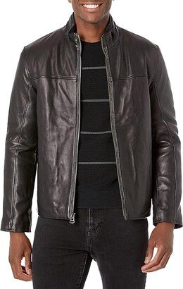 Men's Smooth Lamb Leather Jacket With Convertible Collar (Java) Men's Jacket