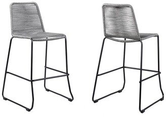 Shasta 26In Outdoor Set Of 2 Metal And Rope Stackable Counter Stool