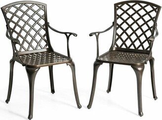 Outdoor Aluminum Dining Set of 2 Patio Bistro Chairs - 20.5