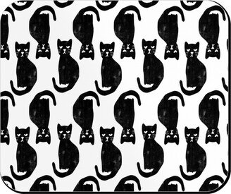 Mouse Pads: Black Cat Mouse Pad, Rectangle Ornament, Black