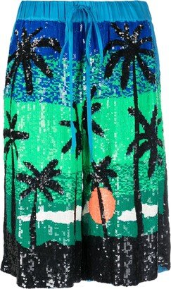 Sequin-Embellished Drawstring Shorts