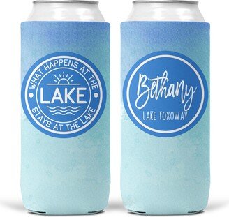 Personalized Lake Time Slim Tall Can Hugger - Life Beach Drink Cooler-Monogrammed Hugger-Bride Tribe Gifts-Personalized Gift