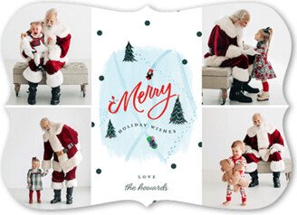 Holiday Cards: Merry Sledding Christmas Card, White, 5X7, Christmas, Pearl Shimmer Cardstock, Bracket