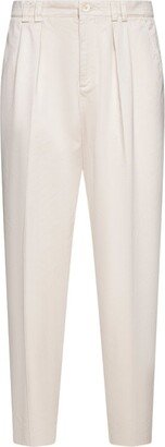 Mid-Rise Pleat-Detailed Tapered Trousers