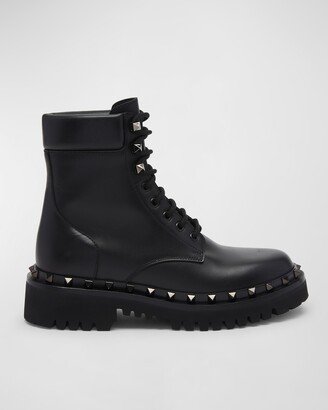 Rockstud Leather Combat Boots