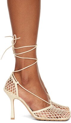 Beige Stretch Web Heels