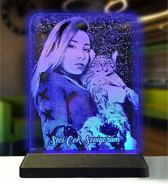 Customized 3D Pet Photo Lamp, Personalized Light, Memorial Lover Gifts, Led Night Custom Desk Lamp