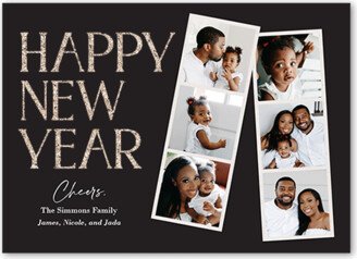 New Year's Cards: Elegant Film New Year's Card, Black, New Year, Antique Gold Glitter, Matte, Signature Smooth Cardstock, Square