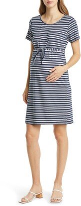 Stripe Drawstring Maternity Dress