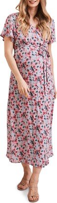 Floral Midi Wrap Maternity Dress