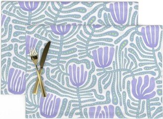 Modern Floral Placemats | Set Of 2 - Flowers in Pastel By Aaron Gallen Lavender Flower Abstract Cloth Spoonflower