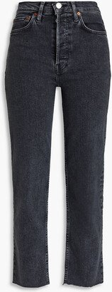 Cropped high-rise straight-leg jeans-AA