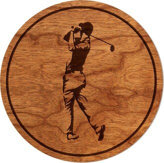 Golf Coaster - Click To See Multiple Designs Crafted From Cherry Or Maple Wood