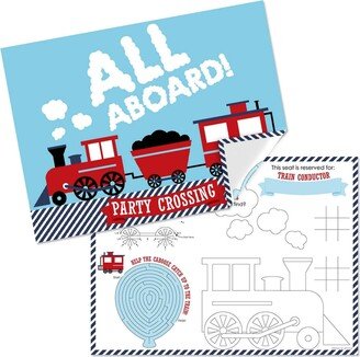 Big Dot Of Happiness Railroad Party Crossing - Paper Coloring Sheets - Activity Placemats - Set of 16