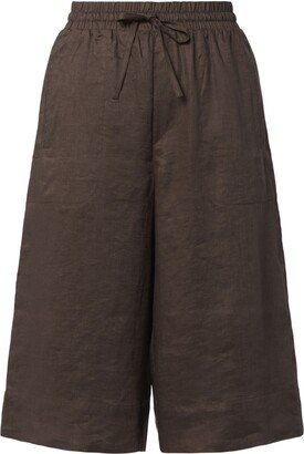 High-Waist Linen Bermuda Shorts