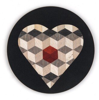 E. Inder Designs Four Coasters Set In Heart Design. Striking Black Red And Grey. High Gloss Gives A Luxurious Look. Tied With Ribbon For Gifting