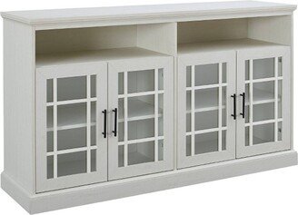 Transitional 4 Door Windowpane TV Stand for TVs up to 65 Brushed - Saracina Home