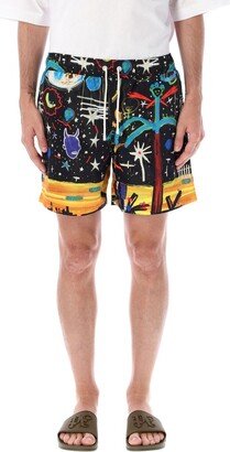 Starry Night Printed Swim Shorts