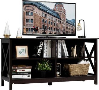 TV Stand Entertainment Media Center for TV's up to 55'' w/ Storage Shelves Brown