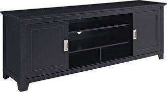 Sliding Door Transitional Wood Storage TV Stand for TVs up to 80 Black - Saracina Home