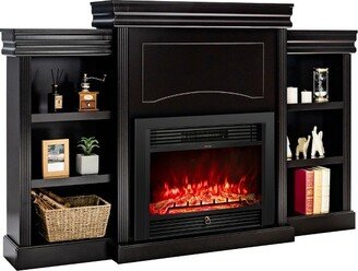 70'' Fireplace TV Stand Media W/ 28.5'' 750W/1500W Electric Fireplace Black