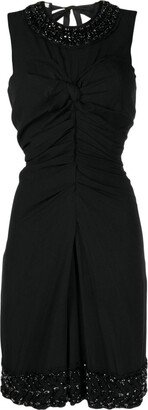 Beaded Ruched Sleeveless Dress