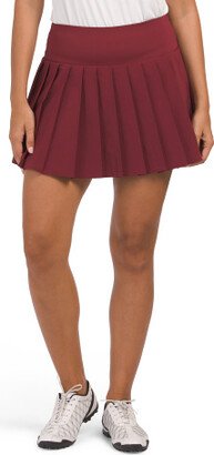 Woven Pleated Active Tennis Skort With Shirt Tail Hem for Women-AA