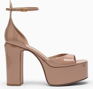 Tan-Go nude patent leather platform sandals