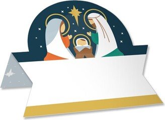 Big Dot of Happiness Holy Nativity - Manger Scene Religious Christmas Tent Buffet Card - Table Setting Name Place Cards - Set of 24