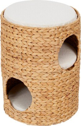 Teamson Pets Neith Natural Wicker Seagrass 3-Tier Tower Cat Bed Condo