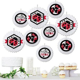 Big Dot of Happiness Happy Little Ladybug - Hanging Baby Shower or Birthday Party Tissue Decoration Kit - Paper Fans - Set of 9