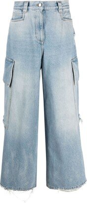 Ripped-Detail Wide-Leg Jeans-AB