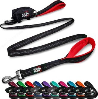 Black Rhino Dog Leash 6ft Long Leash w/ Padded Comfort Handles & Reflective Lead - Red