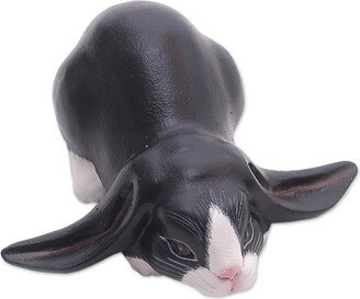 Handmade Lop-Eared Dutch Bunny Wood Sculpture