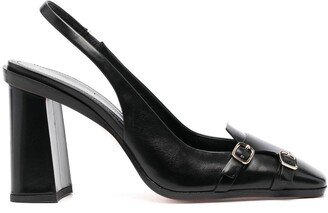 Double-Buckle 105mm Slingback Pumps