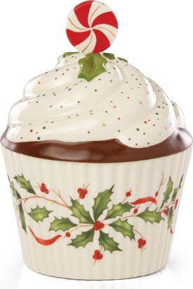 Holiday Bakeshop Cupcake Candy Dish, 1.10 LB, Red & Green