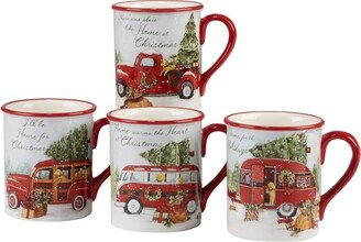 Home for Christmas 18 oz. Mug, Set of 4 Assorted Designs, 4 Count (Pack of 1), Mulicolored