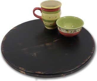 Black Lazy Susan Turntable, Distressed Painted Round Serving Board, Rotating Dining Table Riser Decor, Pallet Centerpiece