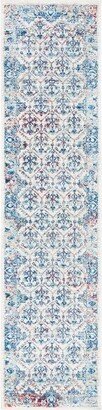 Brentwood BNT869 Power Loomed Area Rug - Ivory/Blue - 2'x12'