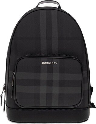 Logo Printed Checked Backpack