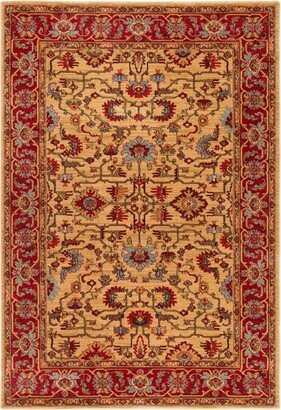 Mahal MAH693 Power Loomed Area Rug - Beige/Red - 6'7x9'2