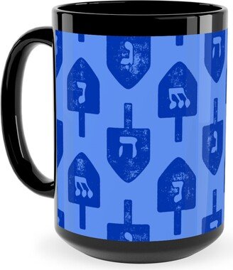 Mugs: Dreidel - Blue Ceramic Mug, Black, 15Oz, Blue