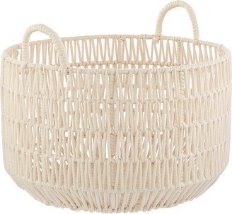 Round Luna Cotton Laundry Basket Natural