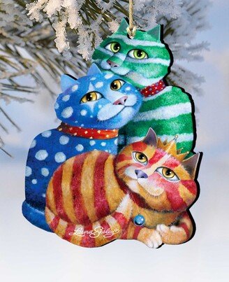 Gift Wrapped Cat Holiday Ornaments, Set of 2