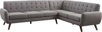 Linen Fabric Upholstery Sectional Sofa in Light Gray